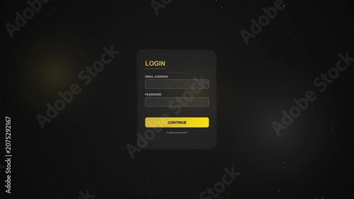 Digital Login Screen Animation with Glassmorphism Effect and Shopping Cart Icon