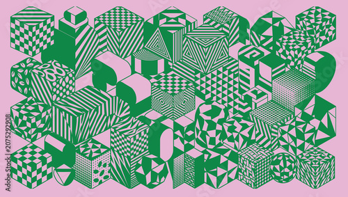 Foto Abstract monochrome geometric vector shapes and figures, brutalist and modernist