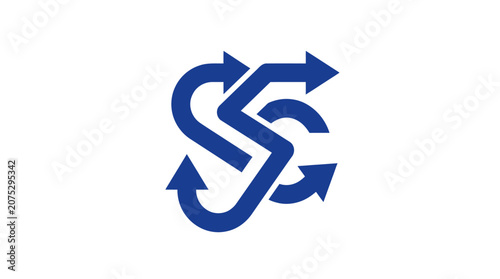 Photos Blue Arrows Logo Design Symbol.