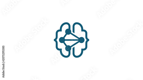 Foto Blue brain logo with triangle.