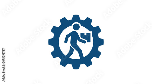 Foto Blue gear icon with person.