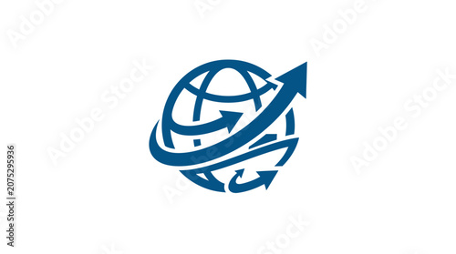 Fotografie Blue globe with an arrow.