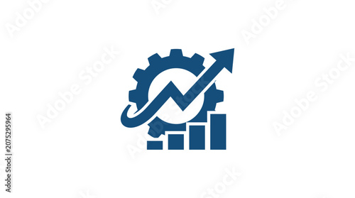 Foto Blue graph gear icon with arrow.
