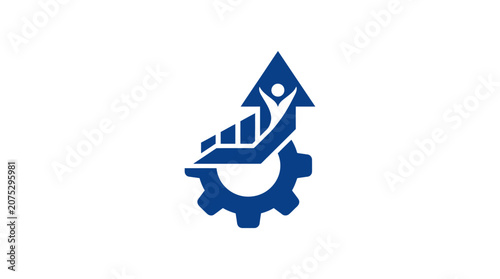 Fotografie Blue graph icon with gear.