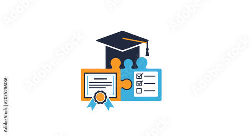 A flat vector illustration representing academic achievement and educational success