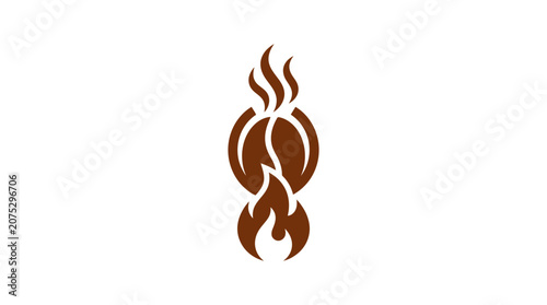 Brown flame icon logo symbol.