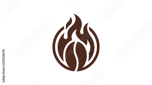 Brown flame icon symbol design element.
