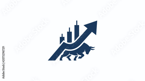 Bull market stock graph icon symbol.