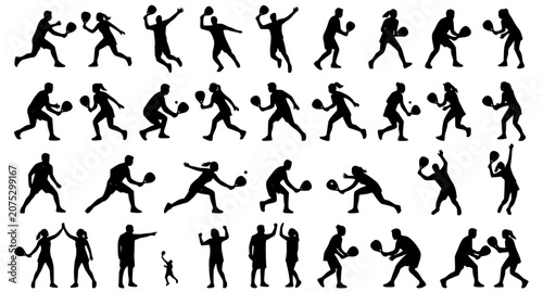 Foto Padel Tennis Player Black Silhouette Bundle with Men and Women Sports Action Vec