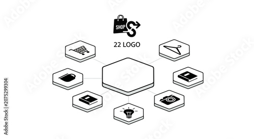 A central hexagon connected to various consumer product icons in a diagram