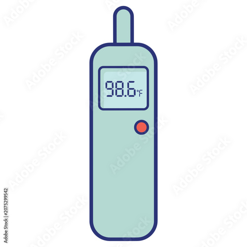 Flat vector illustration of a digital thermometer
