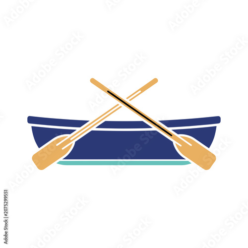 Flat vector illustration of a rowing boat with oars