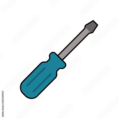 Flat vector screwdriver icon with teal handle