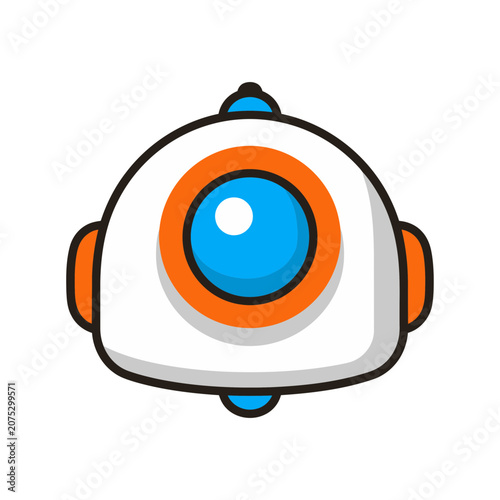 Futuristic Robot Head Vector Illustration
