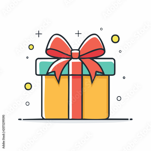 Gift Box with Red Ribbon and Bow
