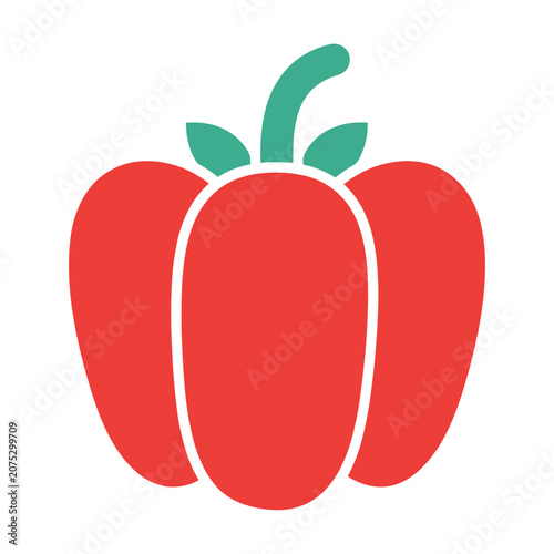Red Bell Pepper Flat Vector Icon