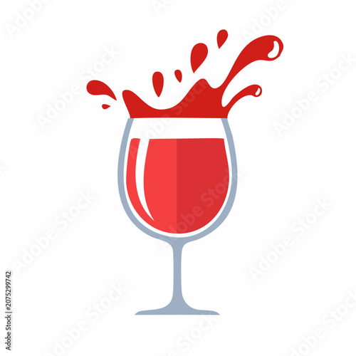 Red Wine Glass with Splash Vector Illustration