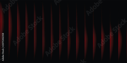 Fotografia A dramatic abstract background featuring a rhythmic pattern of vertical black panels with a mysterious, soft red glow seeping through the gaps, creating a sense of depth and intrigue