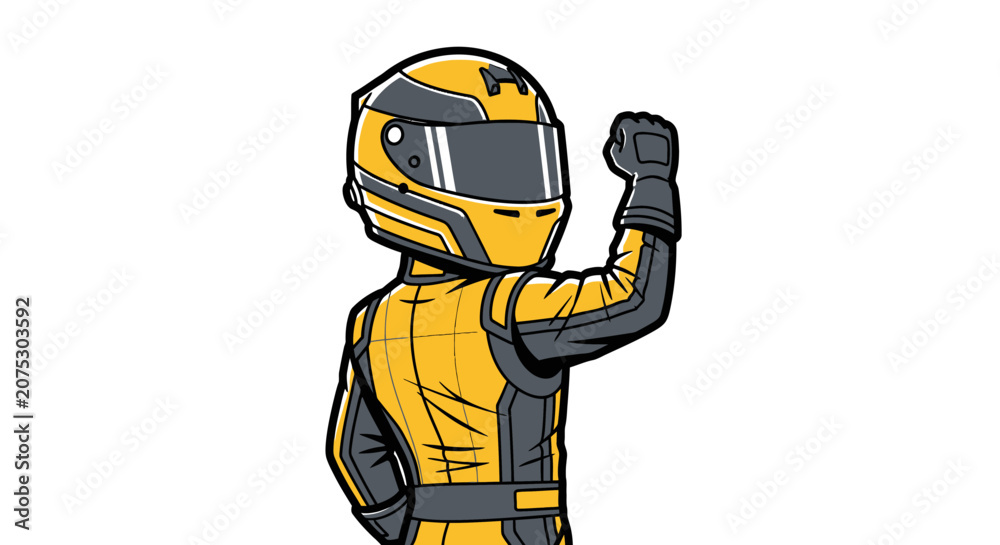 Naklejka premium Racing Driver Wearing Helmet.