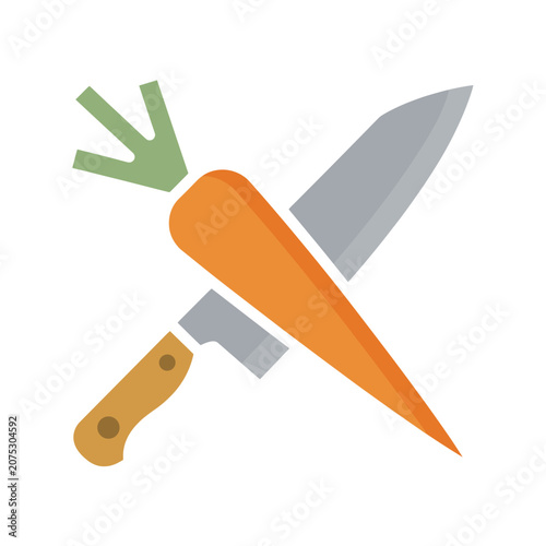 Carrot and Knife Flat Vector Icon