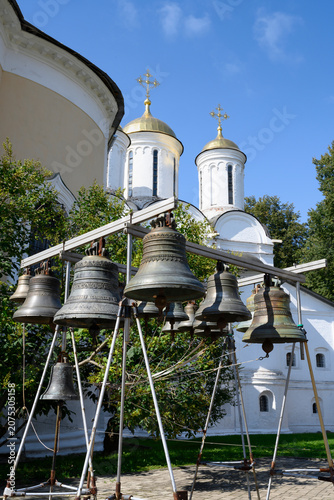 Bells in the courtyard of the Transfiguration Monastery near the Church of the Resurrection of Christ in Yaroslavl