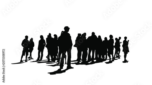 Group of People Standing Together in Silhouette.