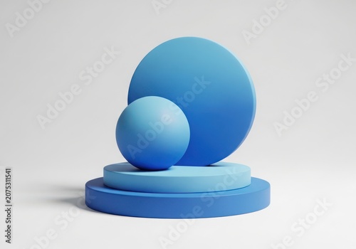 Blue Spheres on Circular Platform Base