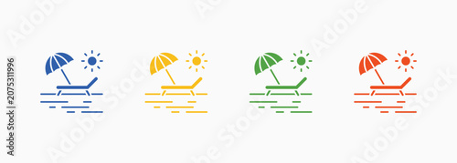 Konstfotografi Vacation Icon Set Color Multiple Style Collection Illustration