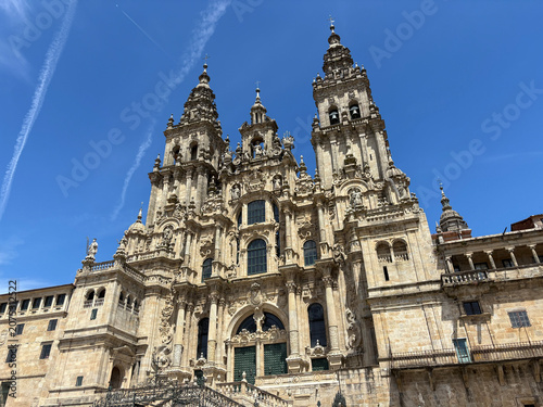 Cathedral of Santiago de Compostela Facade in Galicia, Spain on a Sunny Day