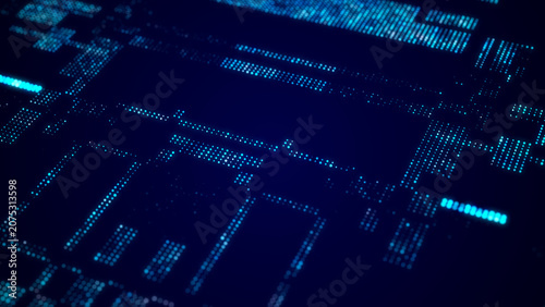 Plakat Abstract digital background. Big data code matrix. 3d rendering.