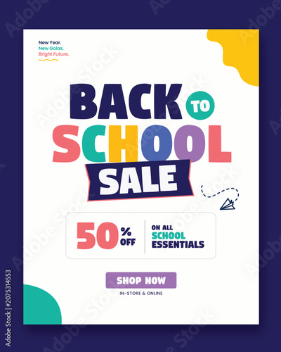Back to school sale social media post, flyer template. creative school vector design