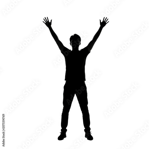 Silhouette Person Arms Raised Victory Transparent Background