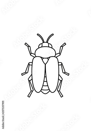 Stylized outline of a beetle with six legs