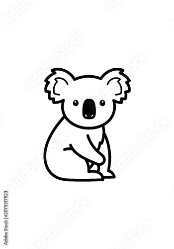 Cute cartoon koala outline on white background