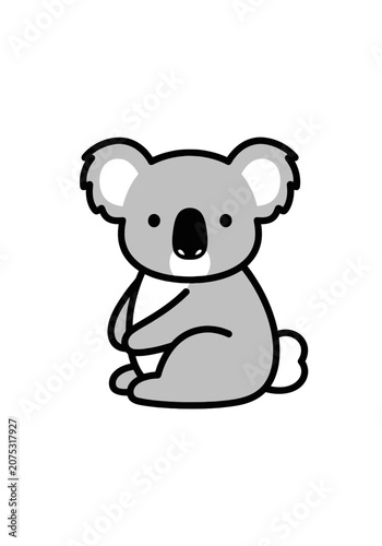 Cute cartoon koala sitting, simple flat illustration