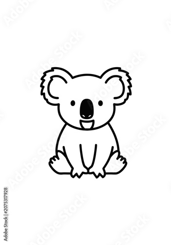 Cute cartoon koala outline sitting