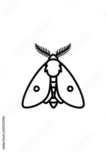 Simple black line art moth icon