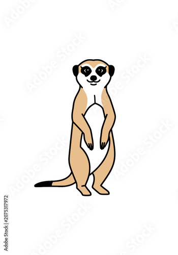 Cute cartoon meerkat standing alert