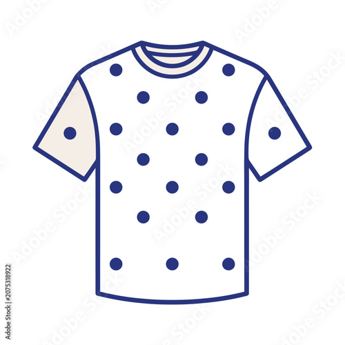 White Polka Dot T-Shirt Flat Vector Illustration