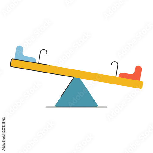 Colorful seesaw flat vector illustration