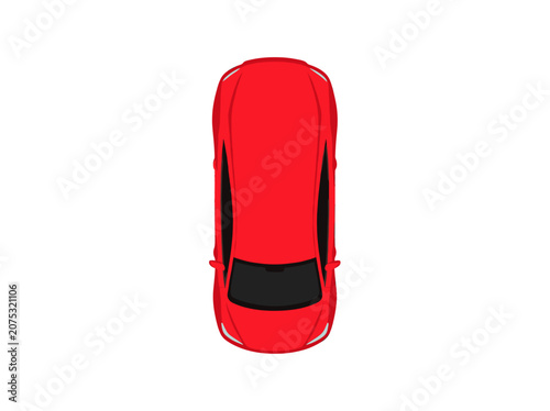 Red Car Top View Vector Icon, Isolated Transparent Background for Web UI and App Interface Design