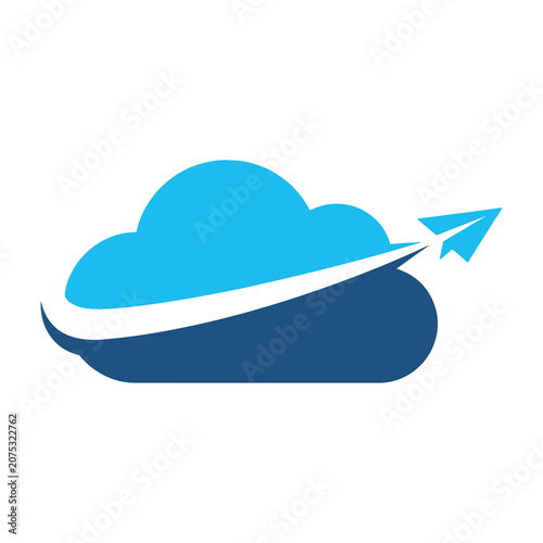Cloud with paper airplane flying out