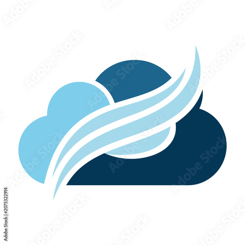Weather cloud icon with wind