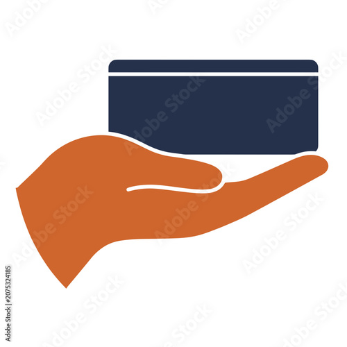 Hand holding rectangular card flat vector icon