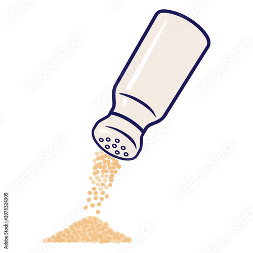 Salt shaker pouring salt, flat vector illustration