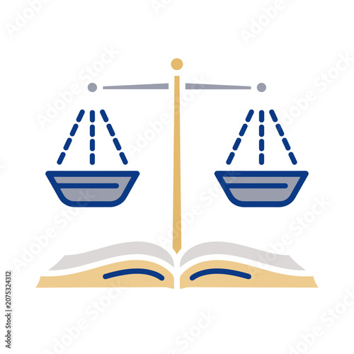 Scales of Justice on Open Book Vector Icon