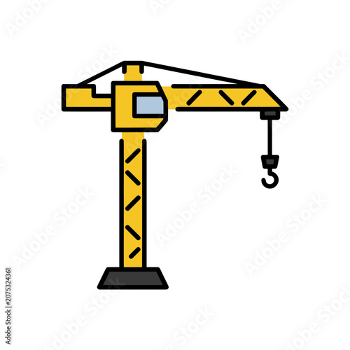 Yellow Tower Crane Flat Vector Icon