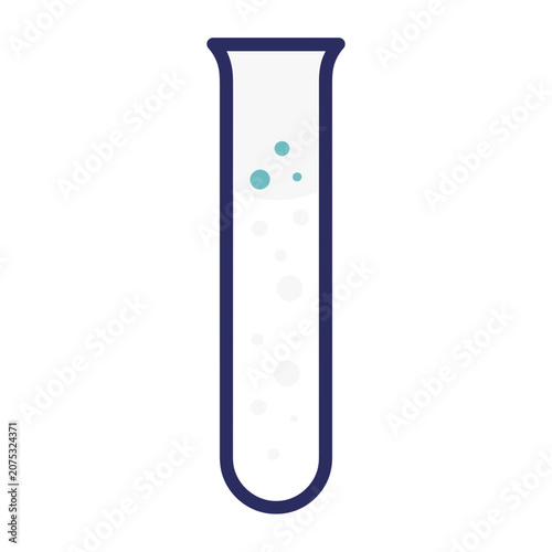 Test tube with liquid and bubbles vector icon