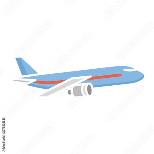 Blue and red jet airplane vector illustration