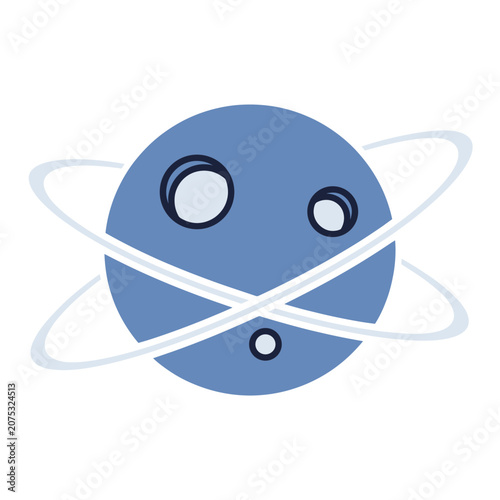 Flat design atom icon with electrons orbiting nucleus